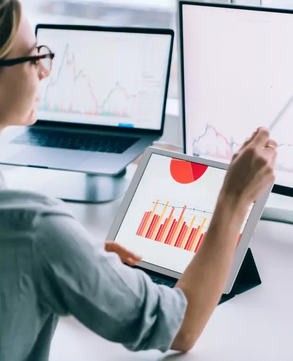 Woman looking at a chart.